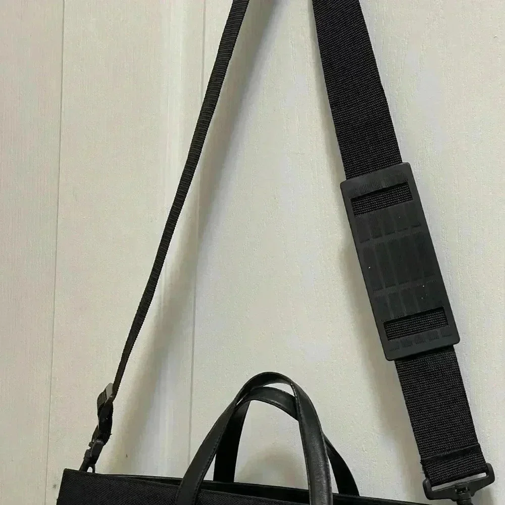 Tumi Ballistic Nylon leather Briefcase long adjustable padded shoulder straps